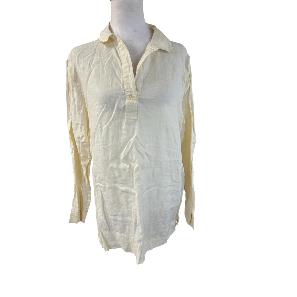 Chadwicks Long Sleeve Linen Tunic Yellow Sz L